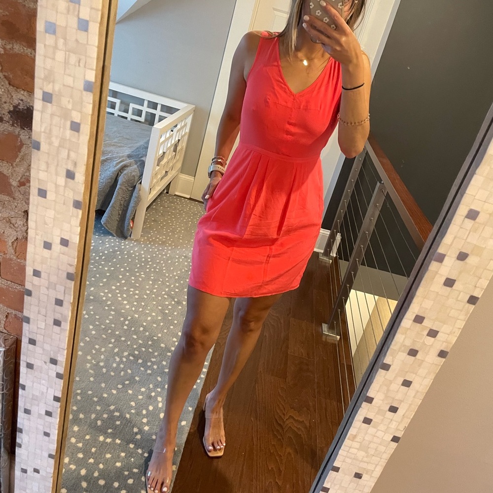Madewell coral silk mini dress size 2